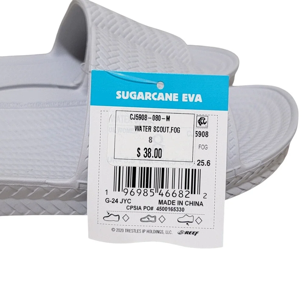 Reef Women Slide Sandals Water Scout Size US 8 Fog Grey Water Friendly